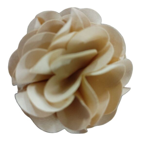 MEN'S LARGE SOLID CHAMPAGNE LAYERED LAPEL PIN FLOWER. - Picture 1 of 2